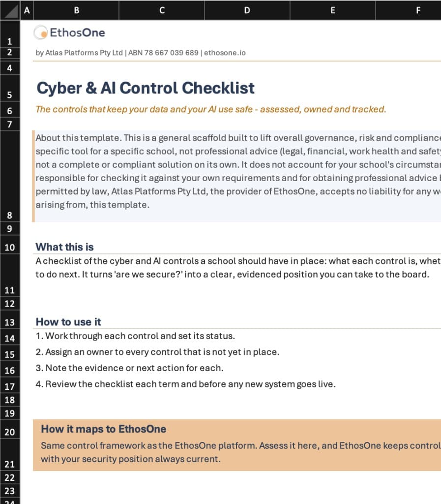 Preview of the EthosOne cyber and AI governance pack