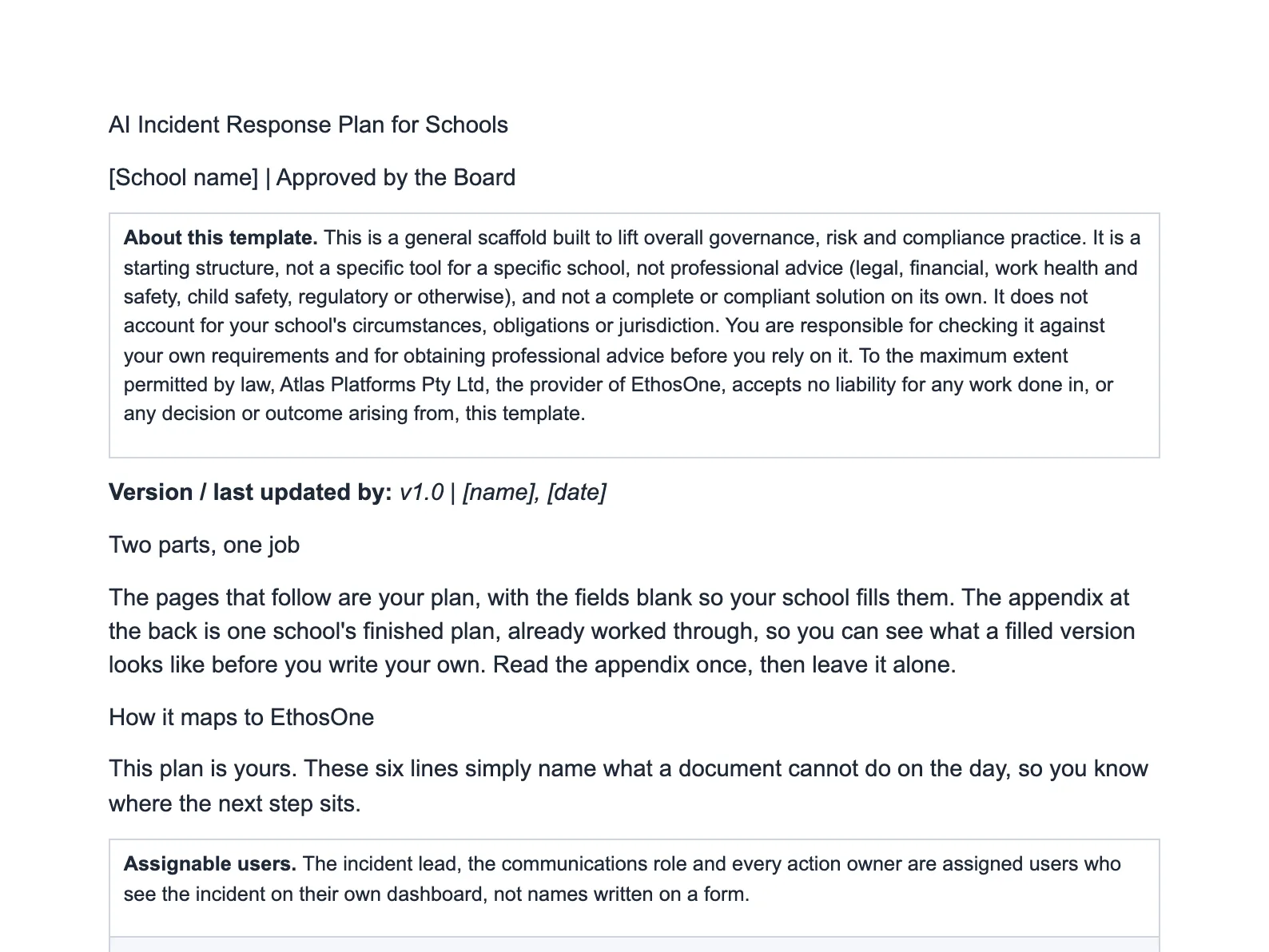 The opening of AI-Incident-Response-Plan-for-Schools.docx, as it opens in Word.