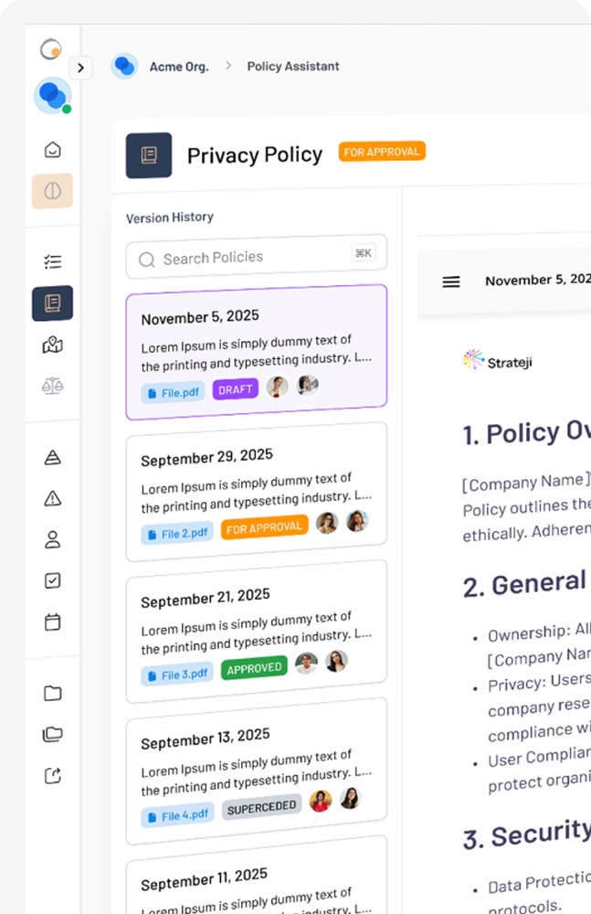 EthosOne policy assistant and version history
