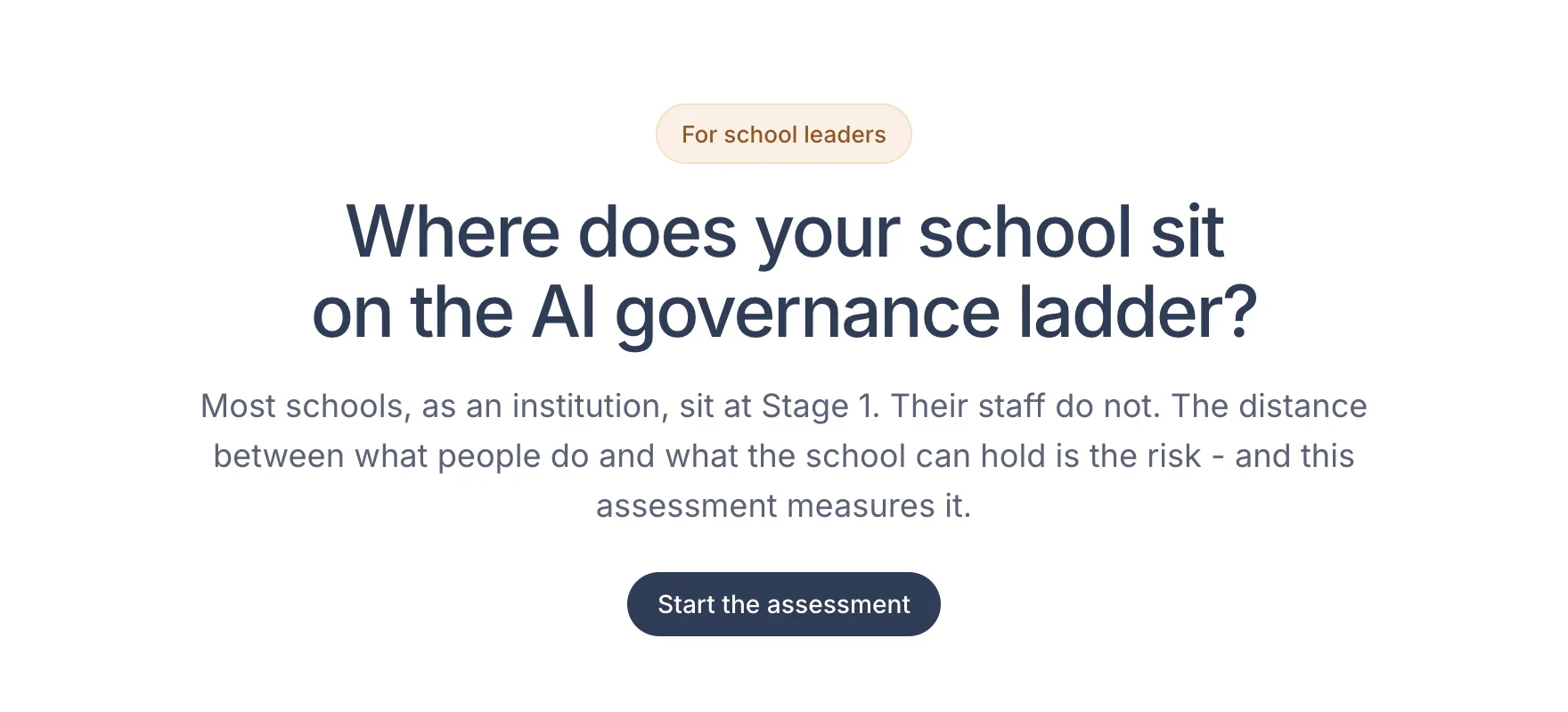 The AI maturity assessment's opening question: where does your school sit on the AI governance ladder?