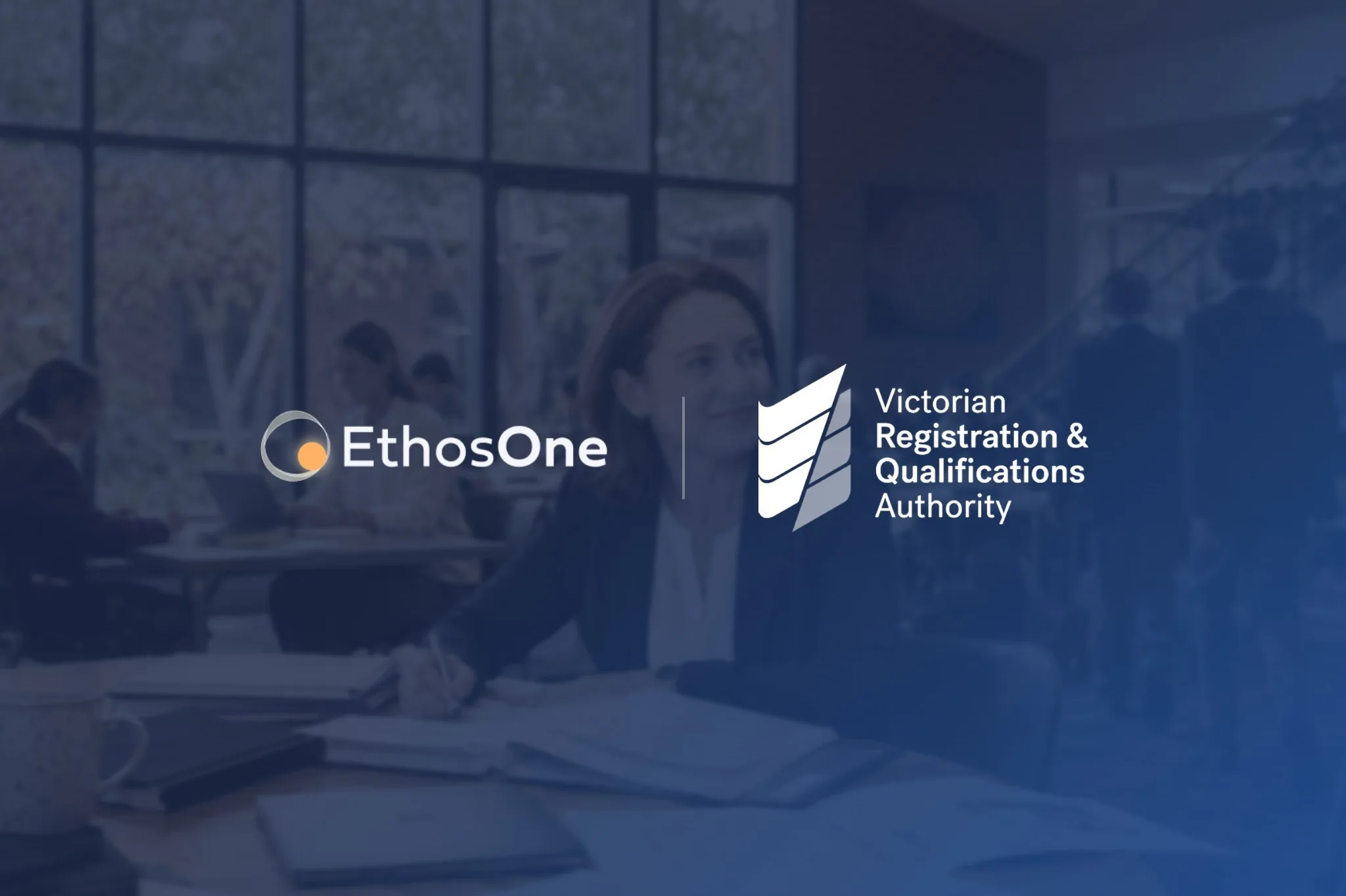 The EthosOne mark beside the Victorian Registration and Qualifications Authority mark.