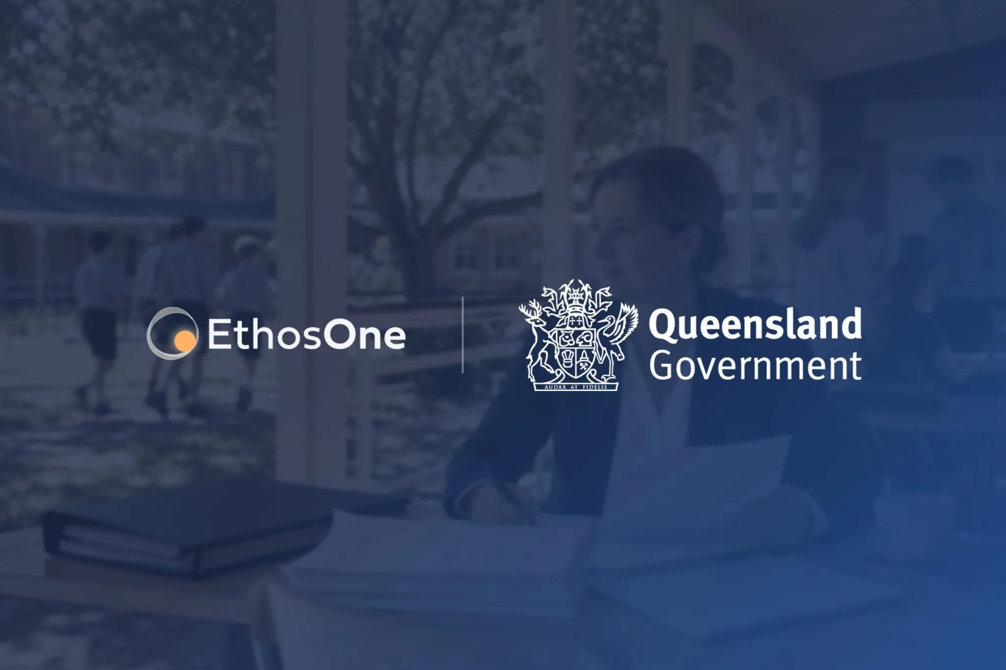 The EthosOne mark beside the Queensland Government mark.